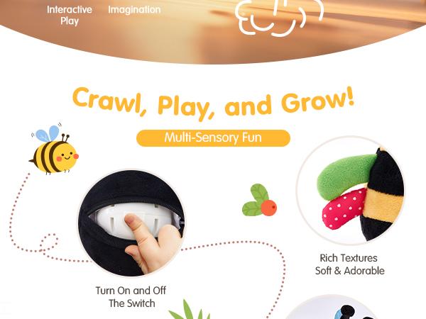 hahaland Baby Toy for 6-12 Months &ndash; Crawling Musical Dancing Bouncing Learning Bee Plush,Abeja que baila/Abeja que canta/ Interactive,48 Songs & Repeat what you say,Tummy Time Toy infant toy for Birthday 0-3 Months/6-12 Months,Cute Gifts Play