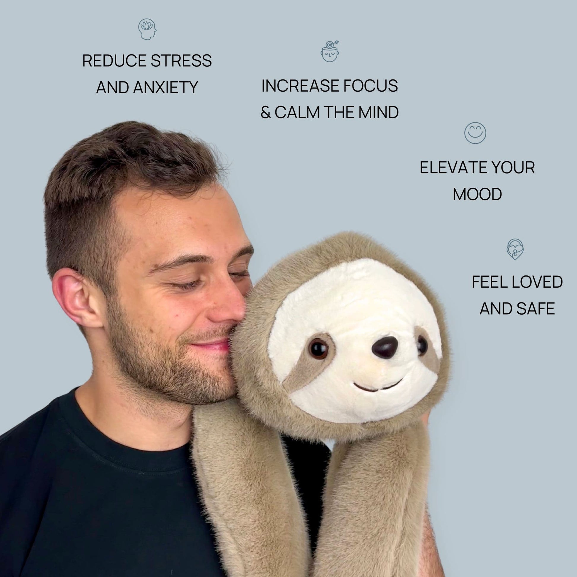Weighted Stuffed Animal – Panda, Sloth, Bear, Koala, Raccoon & Dinosaur Plushie with Extra-Long Hugging Arms, Soft Huggable Stuffed Animal for Comfort (Panda, 25.6'')