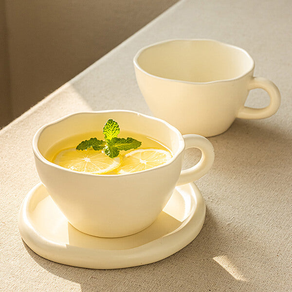Japanese-Style Minimalist Handmade Coffee Cup and Saucer