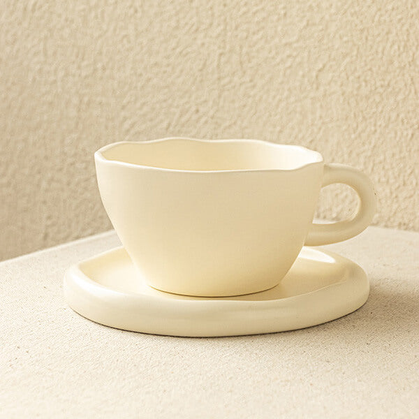 Japanese-Style Minimalist Handmade Coffee Cup and Saucer