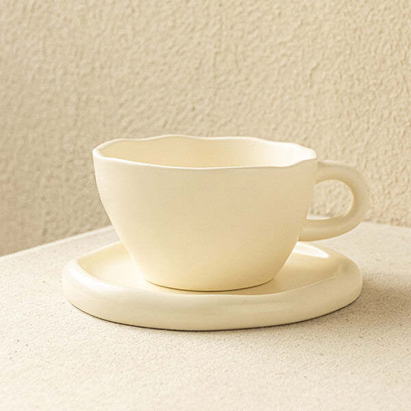 Japanese-Style Minimalist Handmade Coffee Cup and Saucer