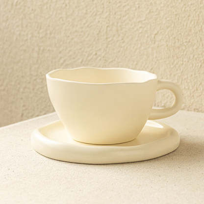 Japanese-Style Minimalist Handmade Coffee Cup and Saucer