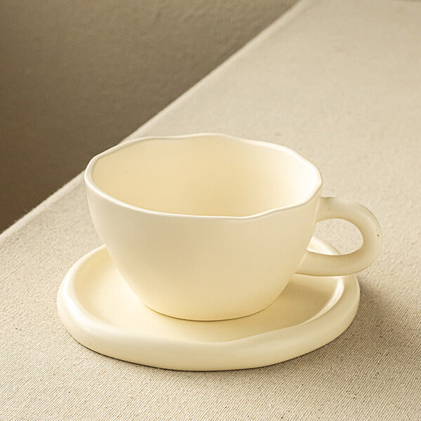 Japanese-Style Minimalist Handmade Coffee Cup and Saucer