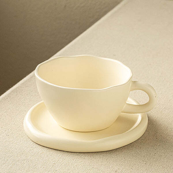 Japanese-Style Minimalist Handmade Coffee Cup and Saucer