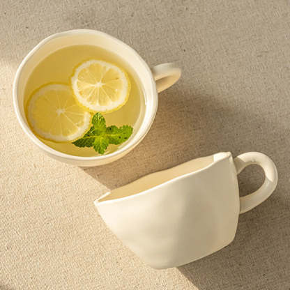 Japanese-Style Minimalist Handmade Coffee Cup and Saucer