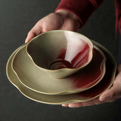 Handcrafted Ceramic Petal Plates and Bowls
