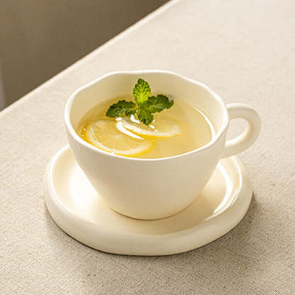 Japanese-Style Minimalist Handmade Coffee Cup and Saucer