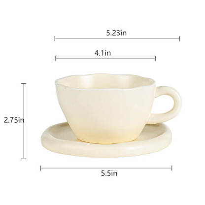 Japanese-Style Minimalist Handmade Coffee Cup and Saucer