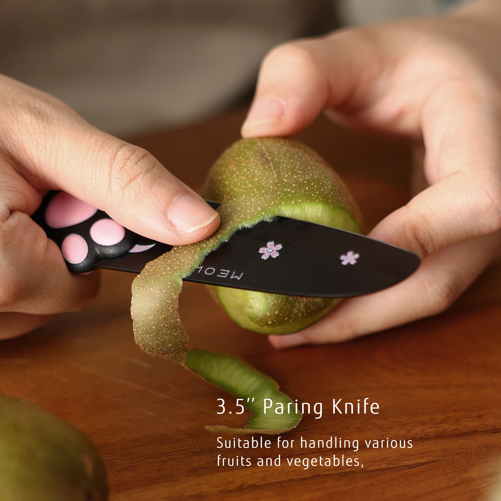 MEOWKIT 5-Piece Kitchen Knife Set – Stainless Steel Blades with Non-Stick Coating and Non-Slip Pink Handles-Meowkit 