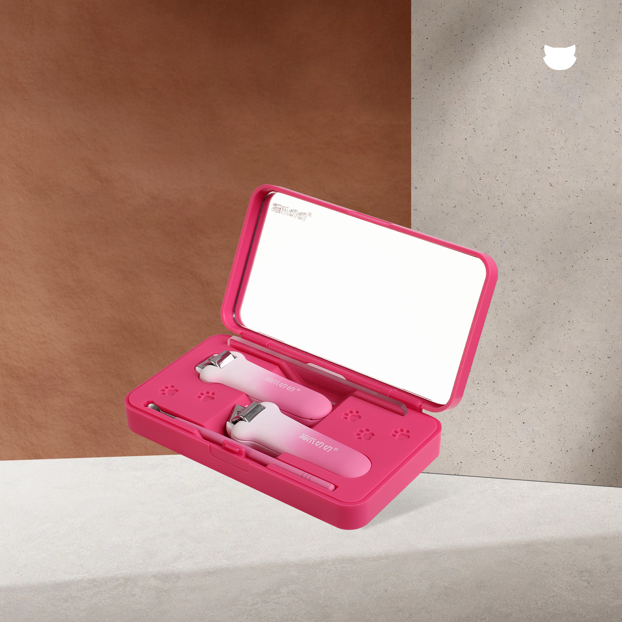 Meowkit Cat Paw Nail Care Kit – Cute Travel Manicure Set with Nail Clippers, File & Ear Pick