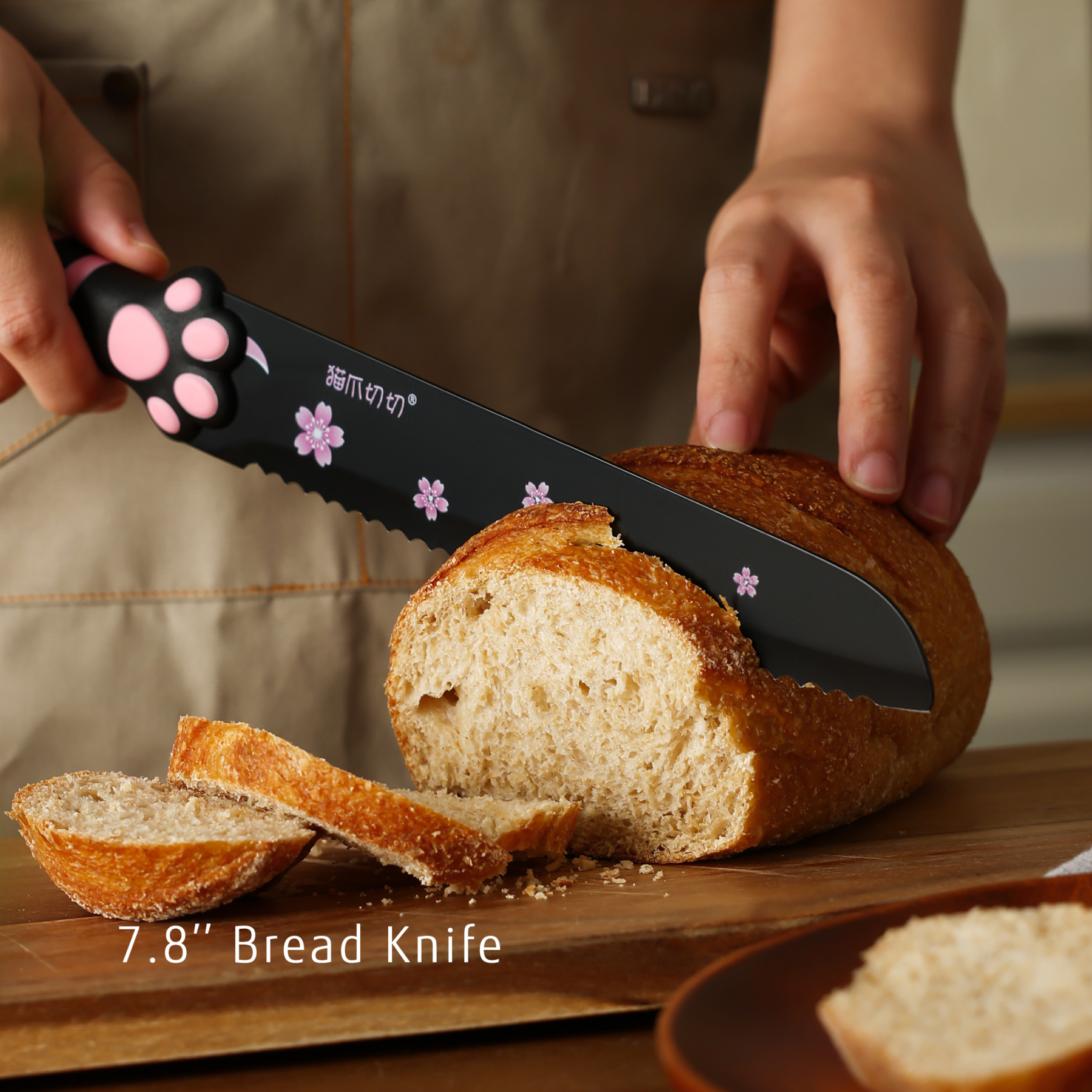 MEOWKIT 5-Piece Kitchen Knife Set – Stainless Steel Blades with Non-Stick Coating and Non-Slip Pink Handles-Meowkit 
