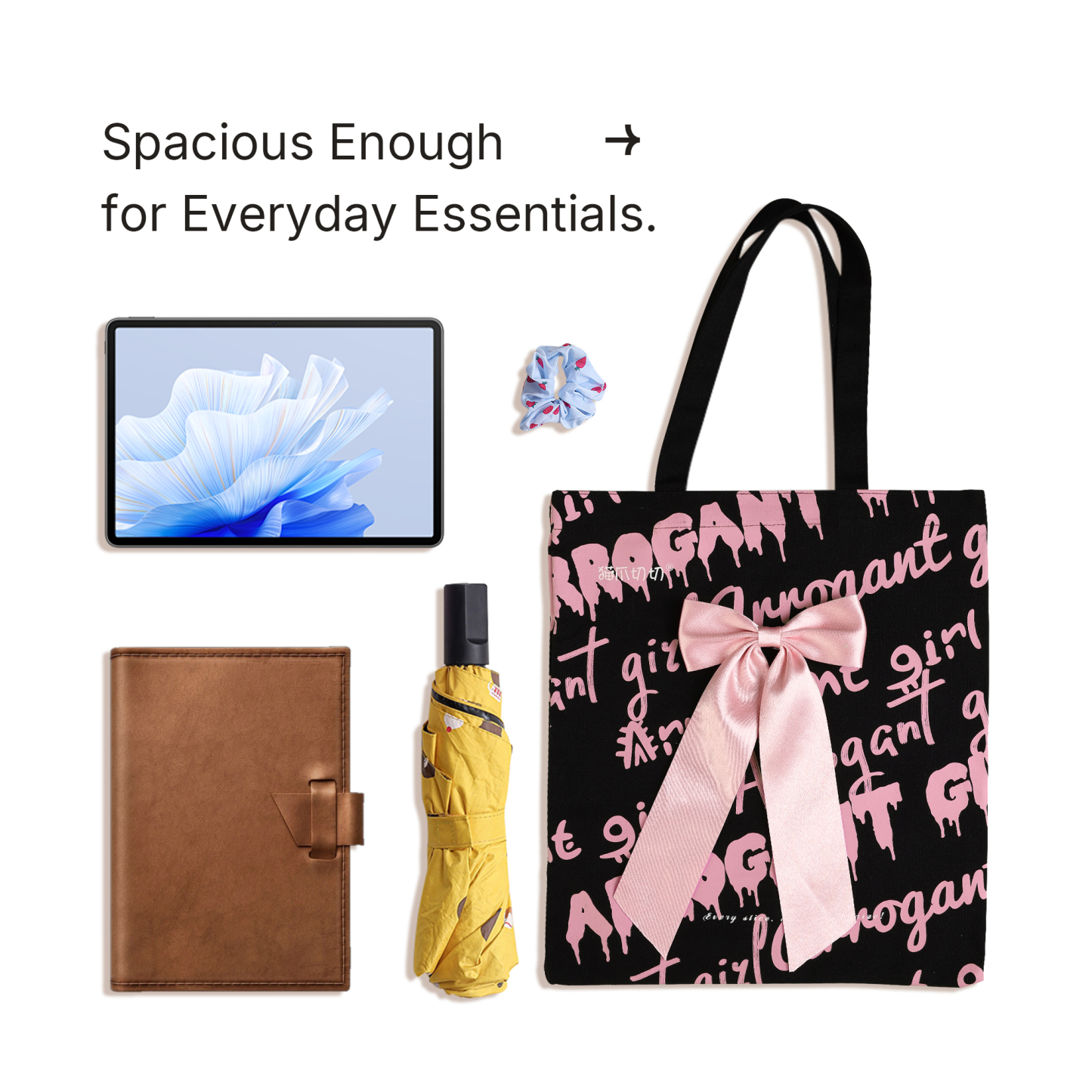 Meowkit Cat Paw Canvas Tote Bag – Stylish Cotton Tote with Detachable Bow Accent