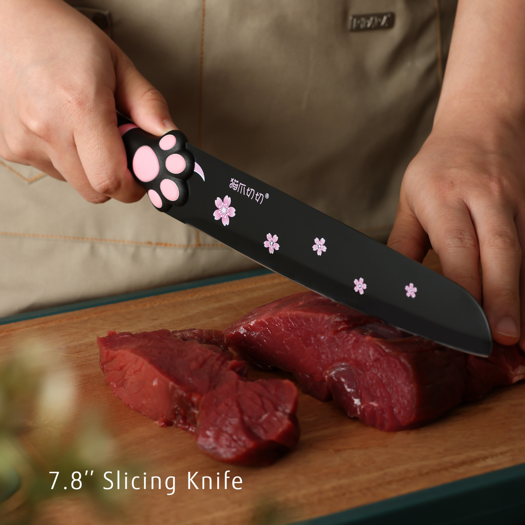 MEOWKIT 5-Piece Kitchen Knife Set – Stainless Steel Blades with Non-Stick Coating and Non-Slip Pink Handles-Meowkit 