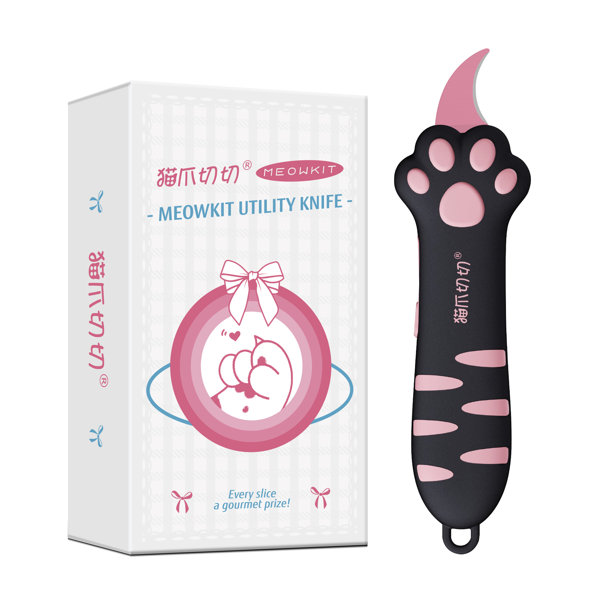 Meowkit Cute Cat Claw Box Cutter – Black & Pink