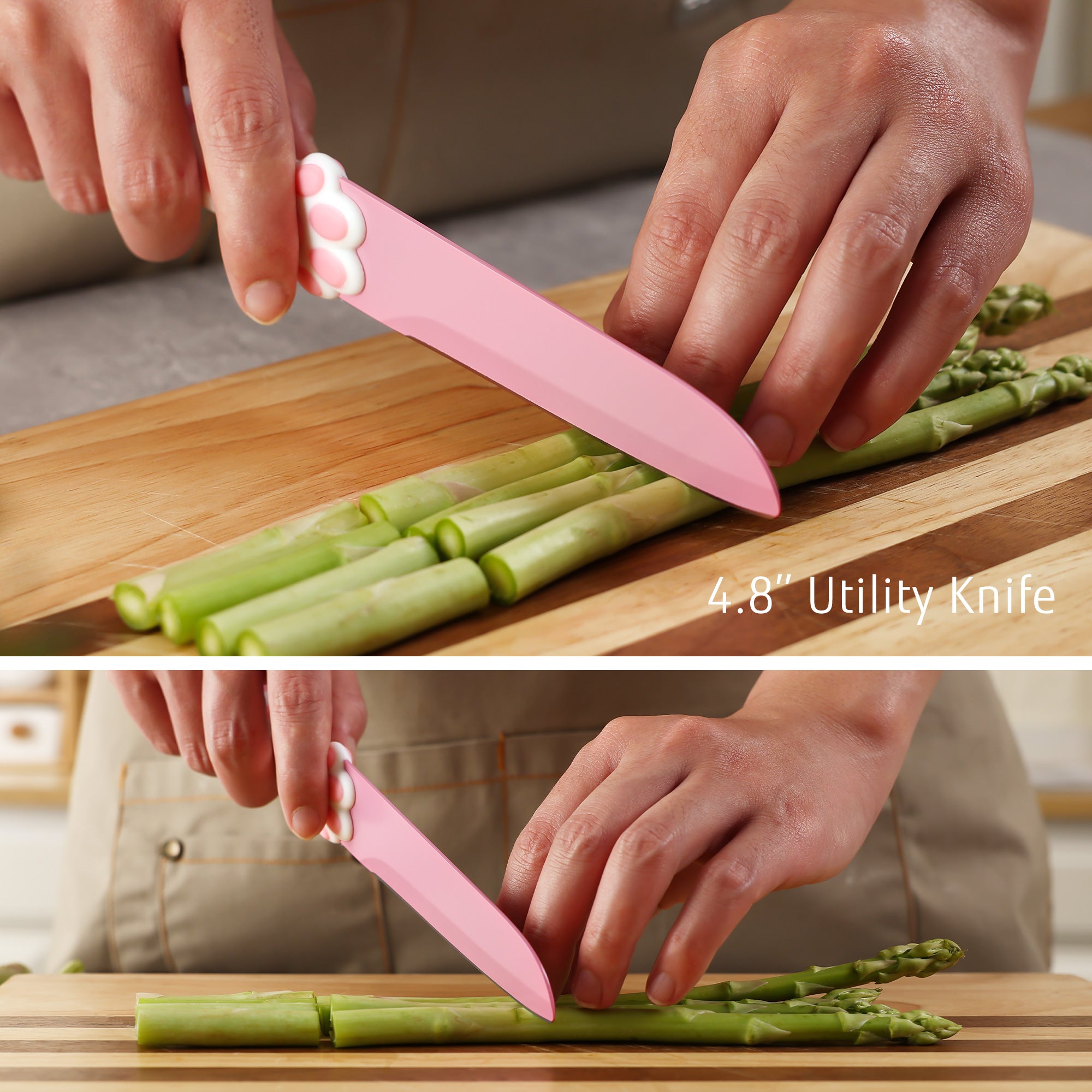 Meowkit Pink 3PCS Kitchen Knife Set Non-stick Coating Blade-Meowkit 