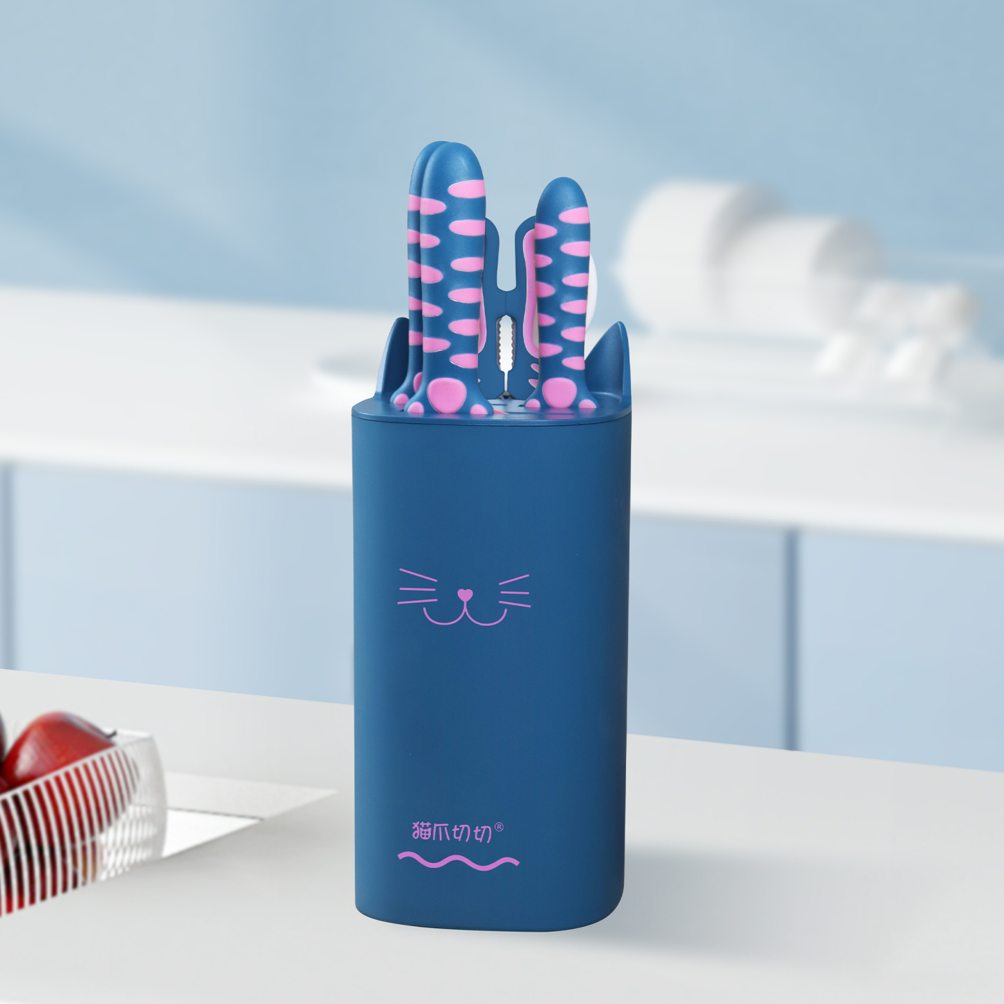 Meowkit 5-Piece Kitchen Knife Set – Heart Sea Limited Edition, Stainless Steel Blades in Romantic Color
