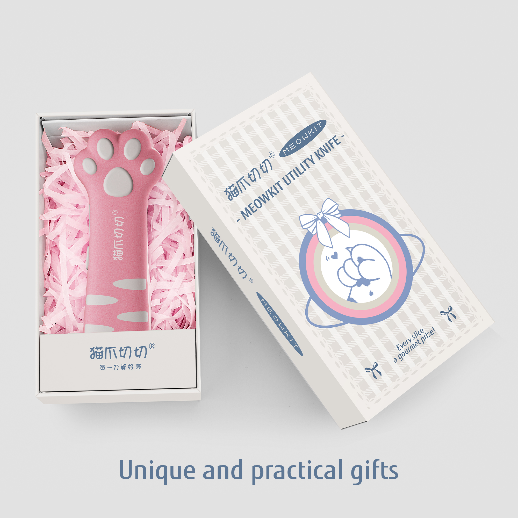 Meowkit Cute Cat Claw Box Cutter - Peach Oolong