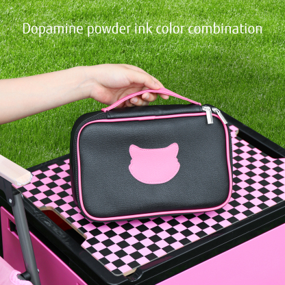 Meowkit 6-Piece Black & Pink Outdoor Tableware Set – Portable Picnic Utensils for Travel & Camping