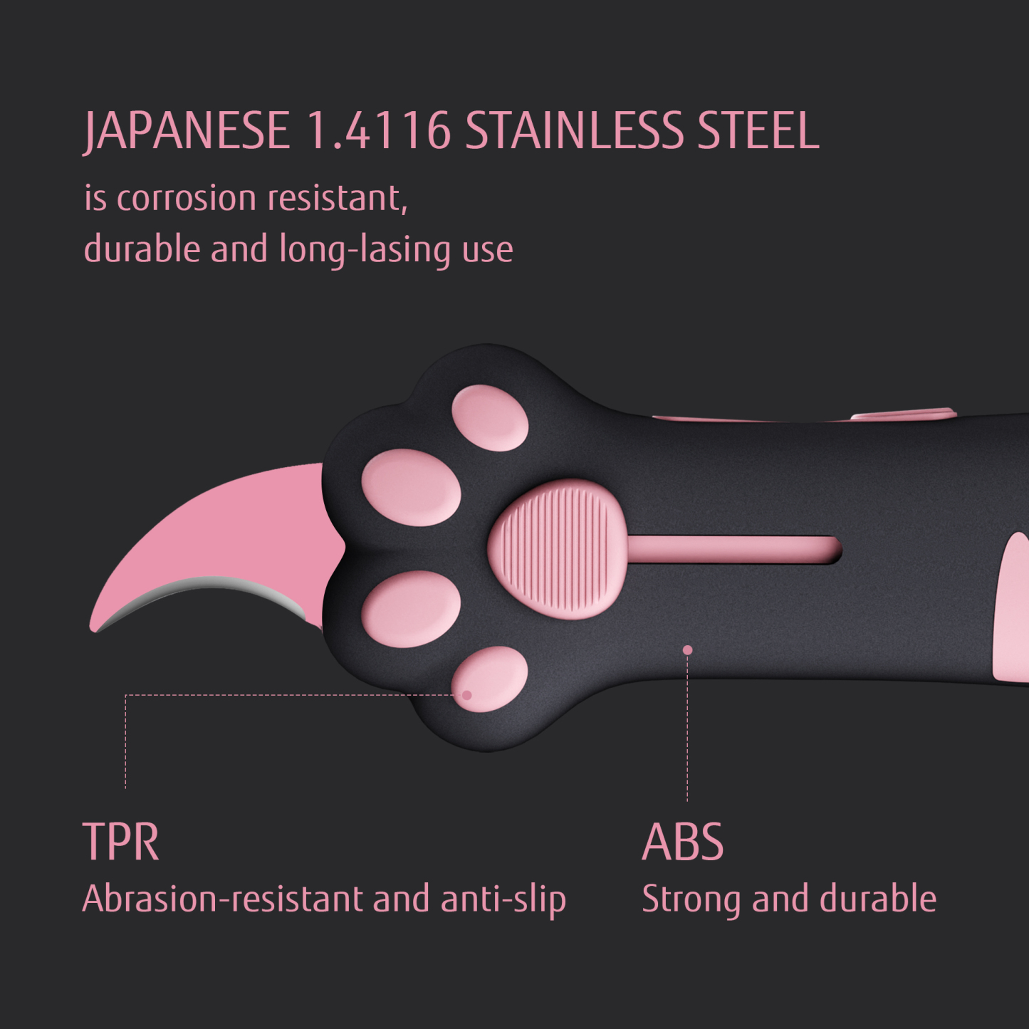 Meowkit Cute Cat Claw Box Cutter – Black & Pink