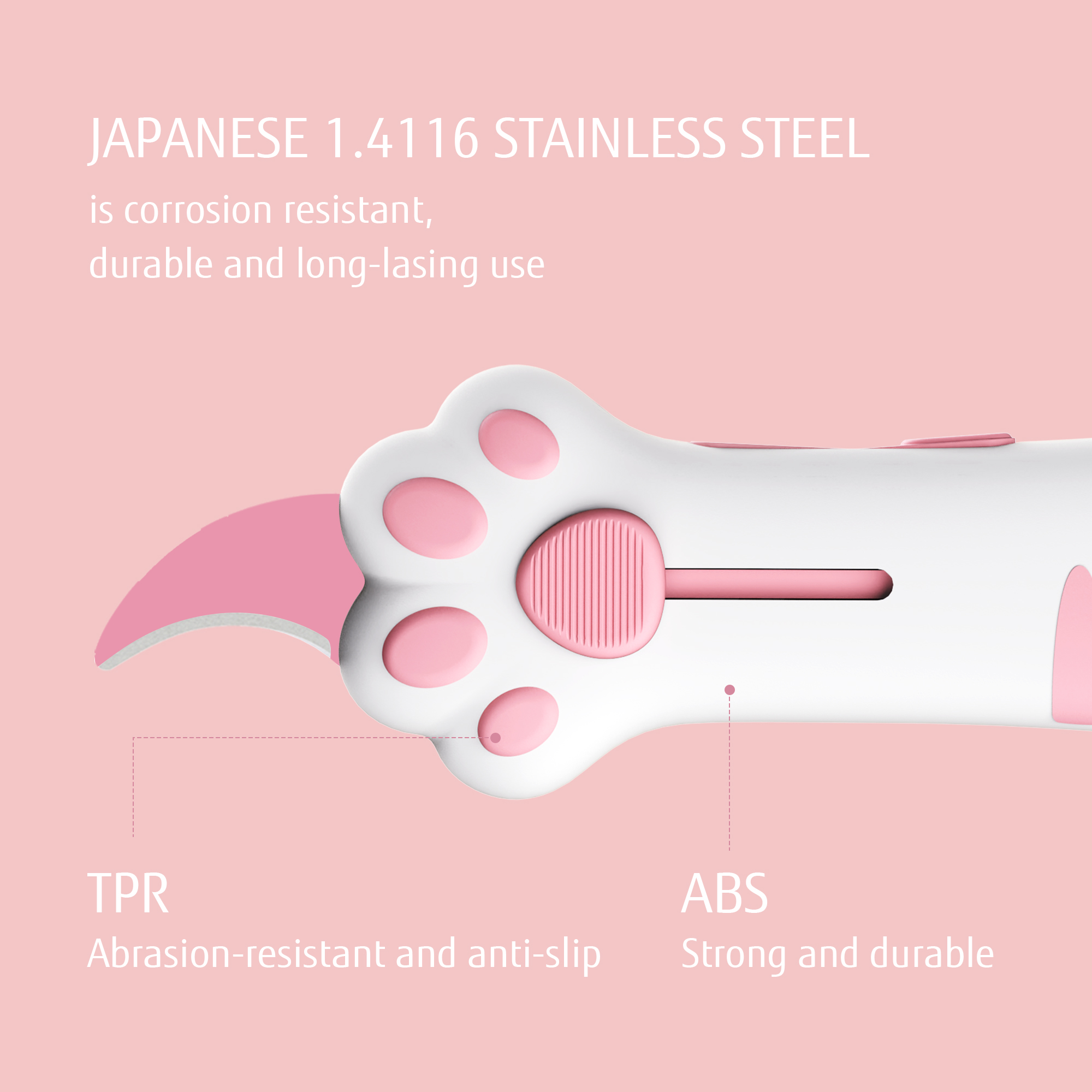 Meowkit Cute Cat Claw Box Cutter – White Pink