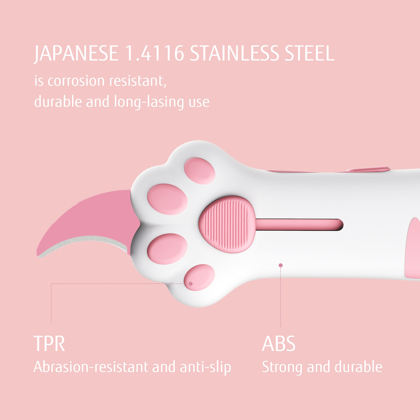 Meowkit Cute Cat Claw Box Cutter – White Pink