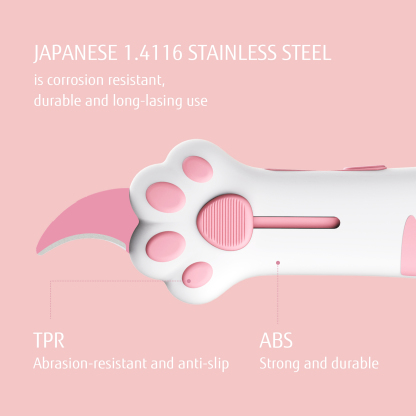 Meowkit Cute Cat Claw Box Cutter – White Pink