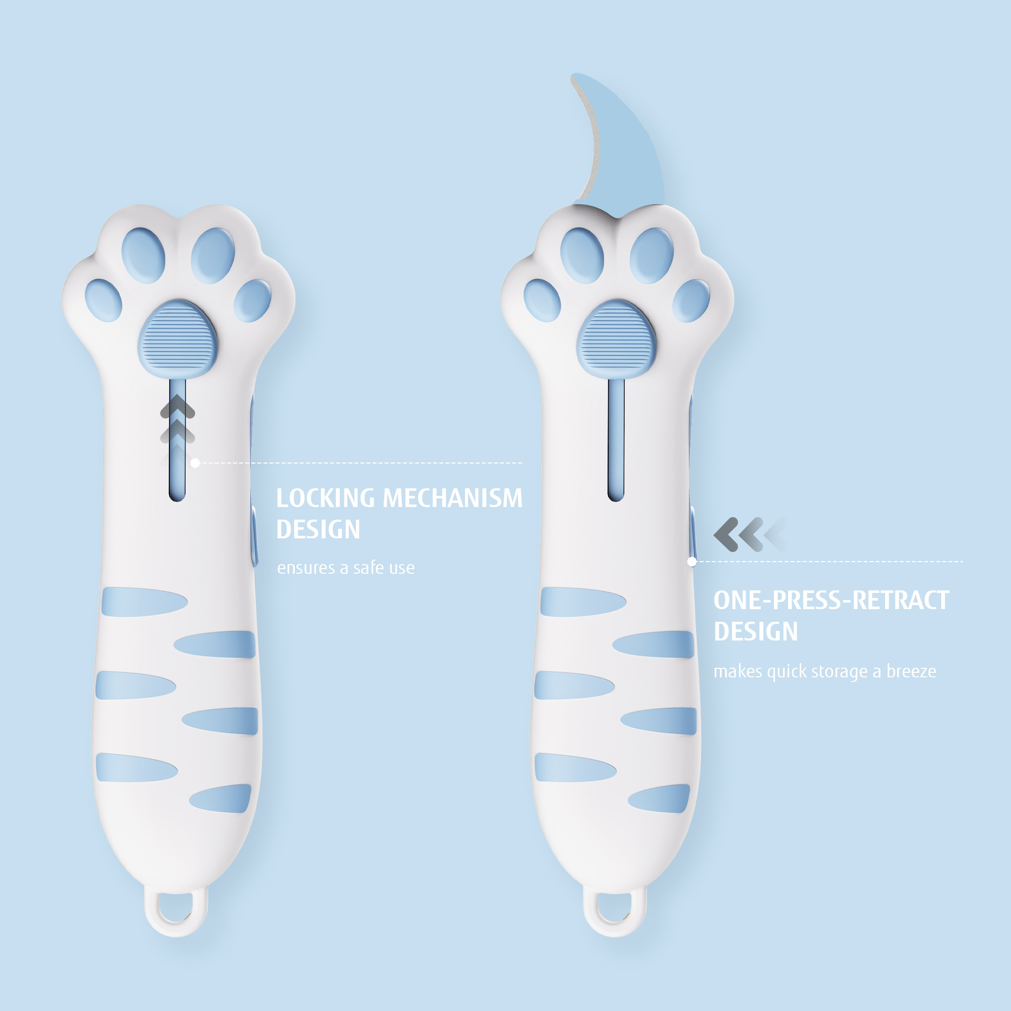 Meowkit Cute Cat Claw Box Cutter – Sky Blue