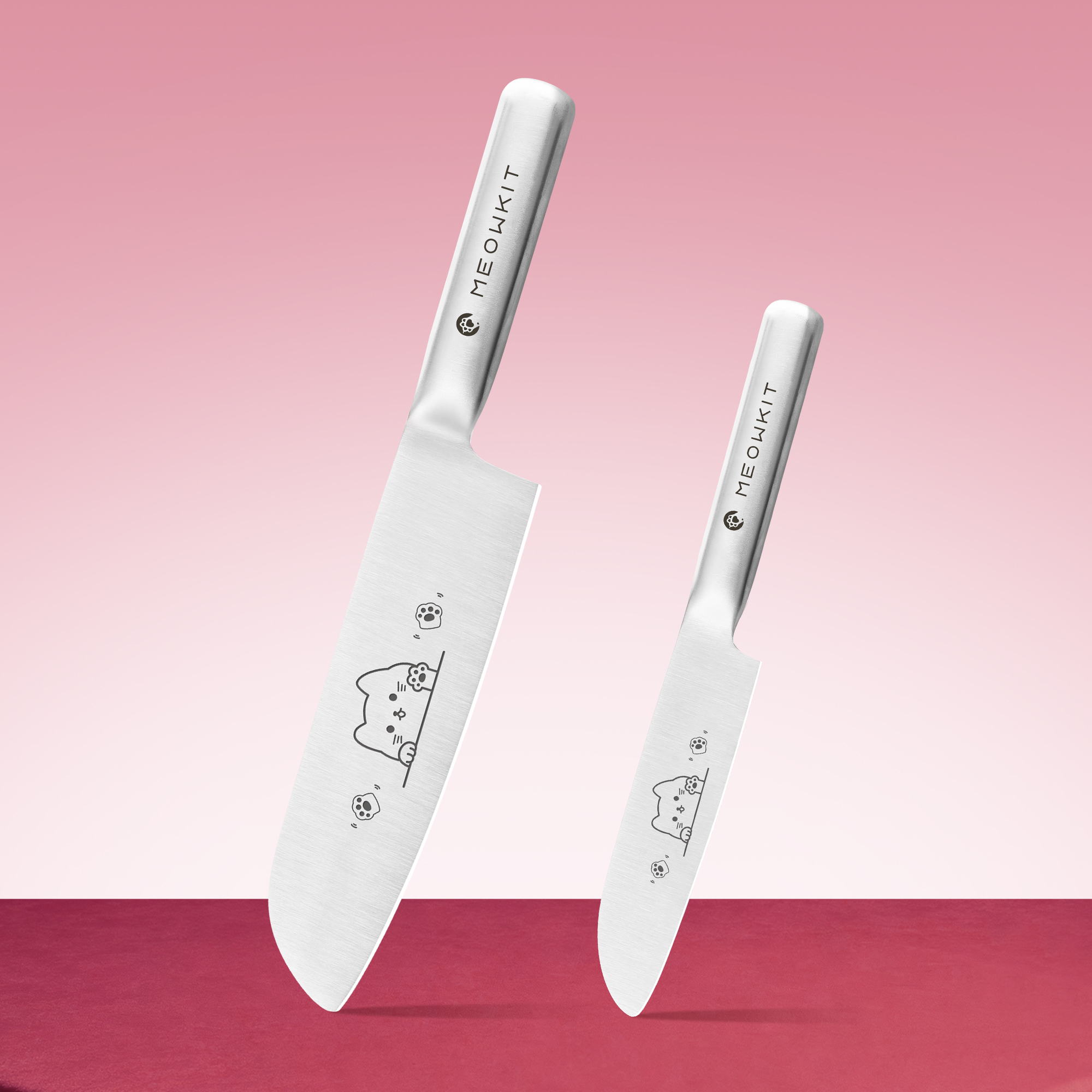 Meowkit 2-Piece Knife & Scissors Set – Multi-Purpose Kitchen Tools with Cute Cat Engraving