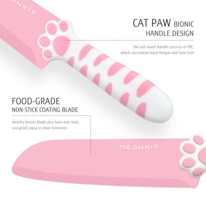 Meowkit Pink 3PCS Kitchen Knife Set Non-stick Coating Blade-Meowkit 