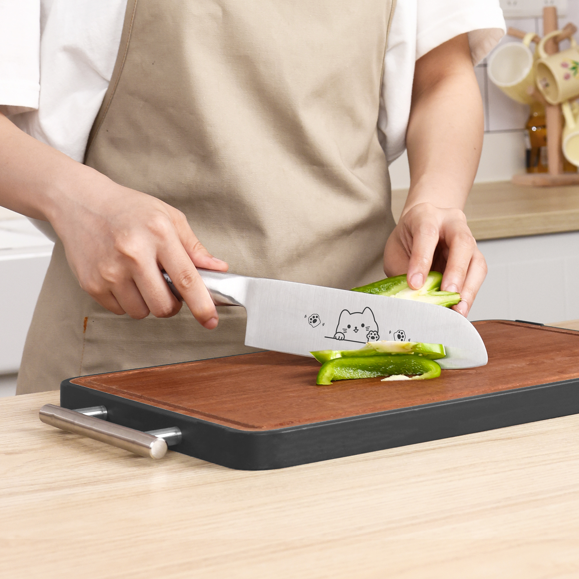 Meowkit 2-Piece Kitchen Knife Set with Cute Cat Etching Design-Meowkit 