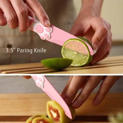 Meowkit Pink 3PCS Kitchen Knife Set Non-stick Coating Blade-Meowkit 