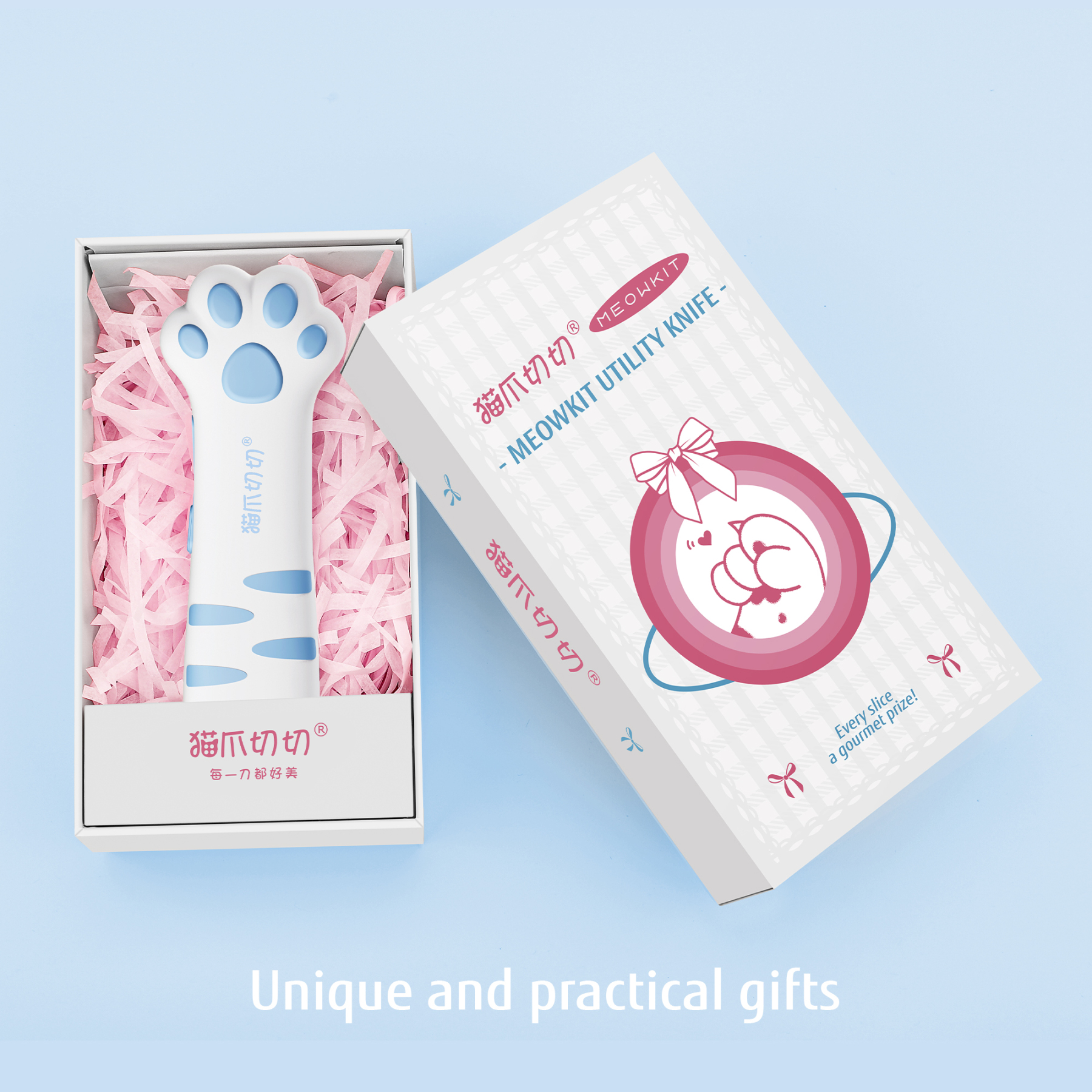 Meowkit Cute Cat Claw Box Cutter – Sky Blue-Meowkit 