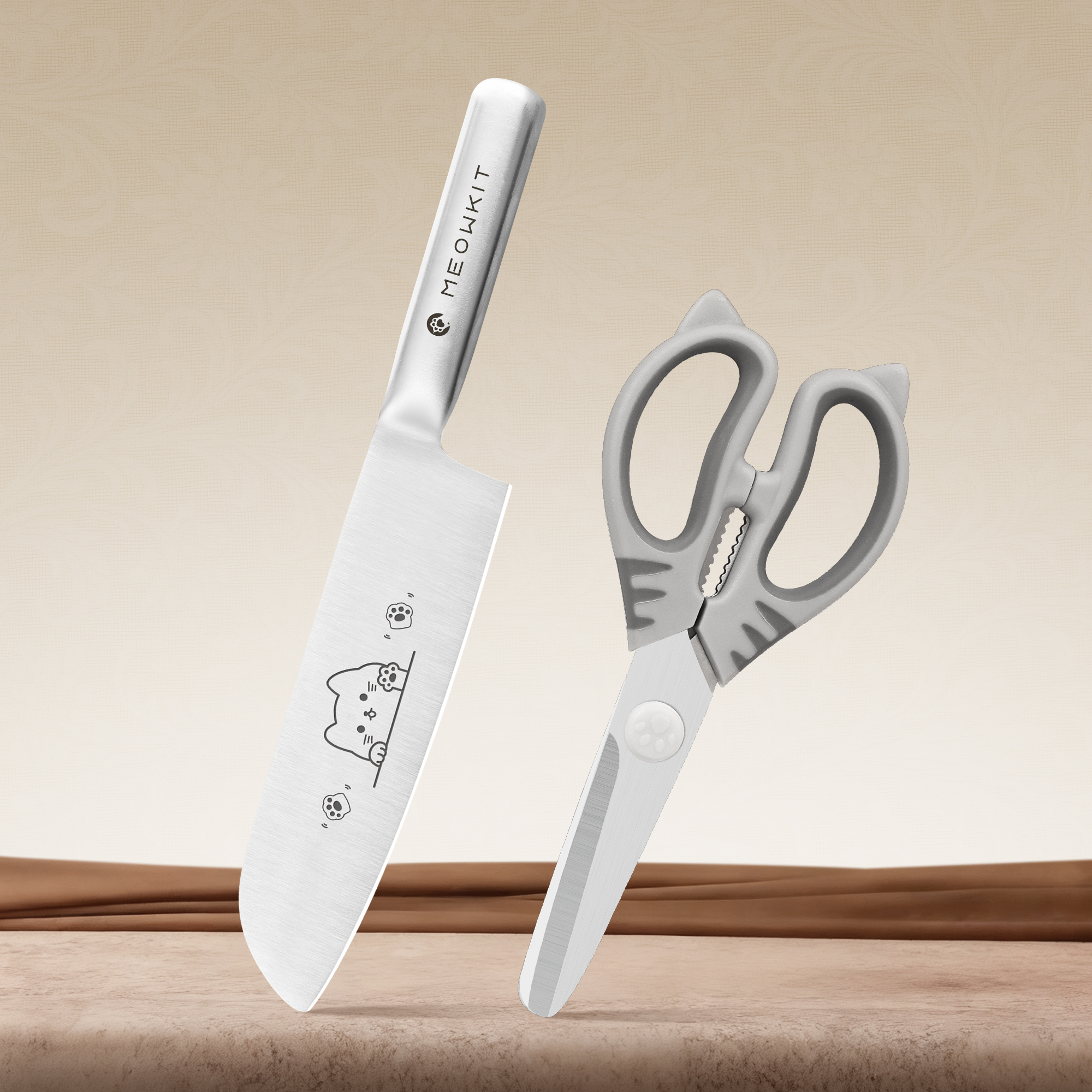 MEOWKIT 2-Piece Knife & Scissors Set – Multi-Purpose Kitchen Tools