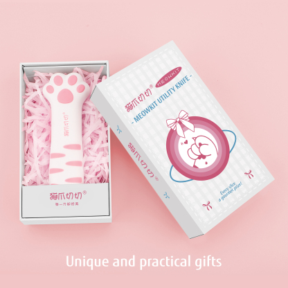 Meowkit Cute Cat Claw Box Cutter – White Pink