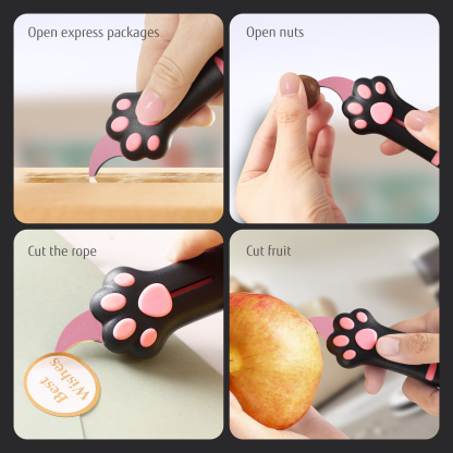 Meowkit Cute Cat Claw Box Cutter – Black & Pink