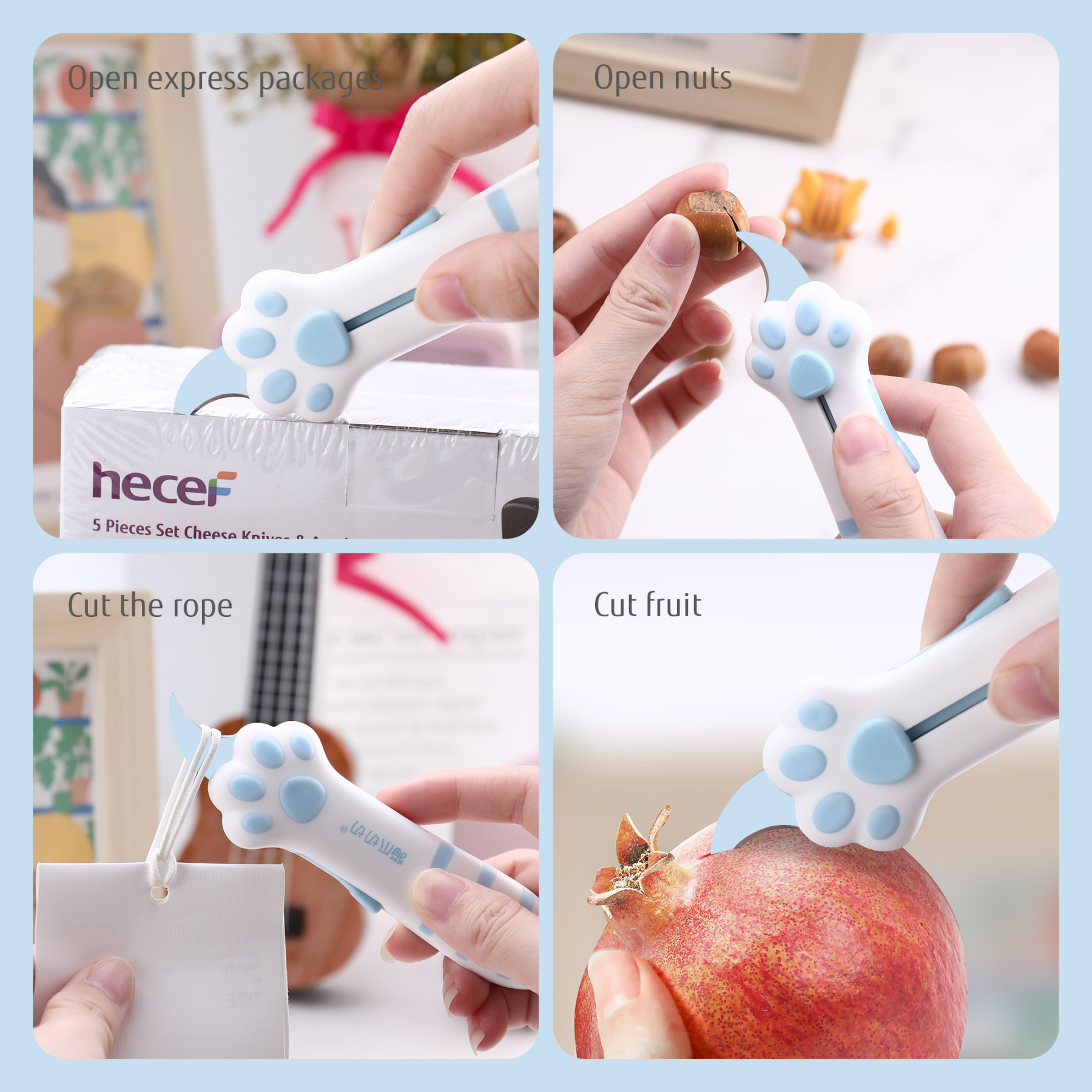 Meowkit Cute Cat Claw Box Cutter – Sky Blue-Meowkit 