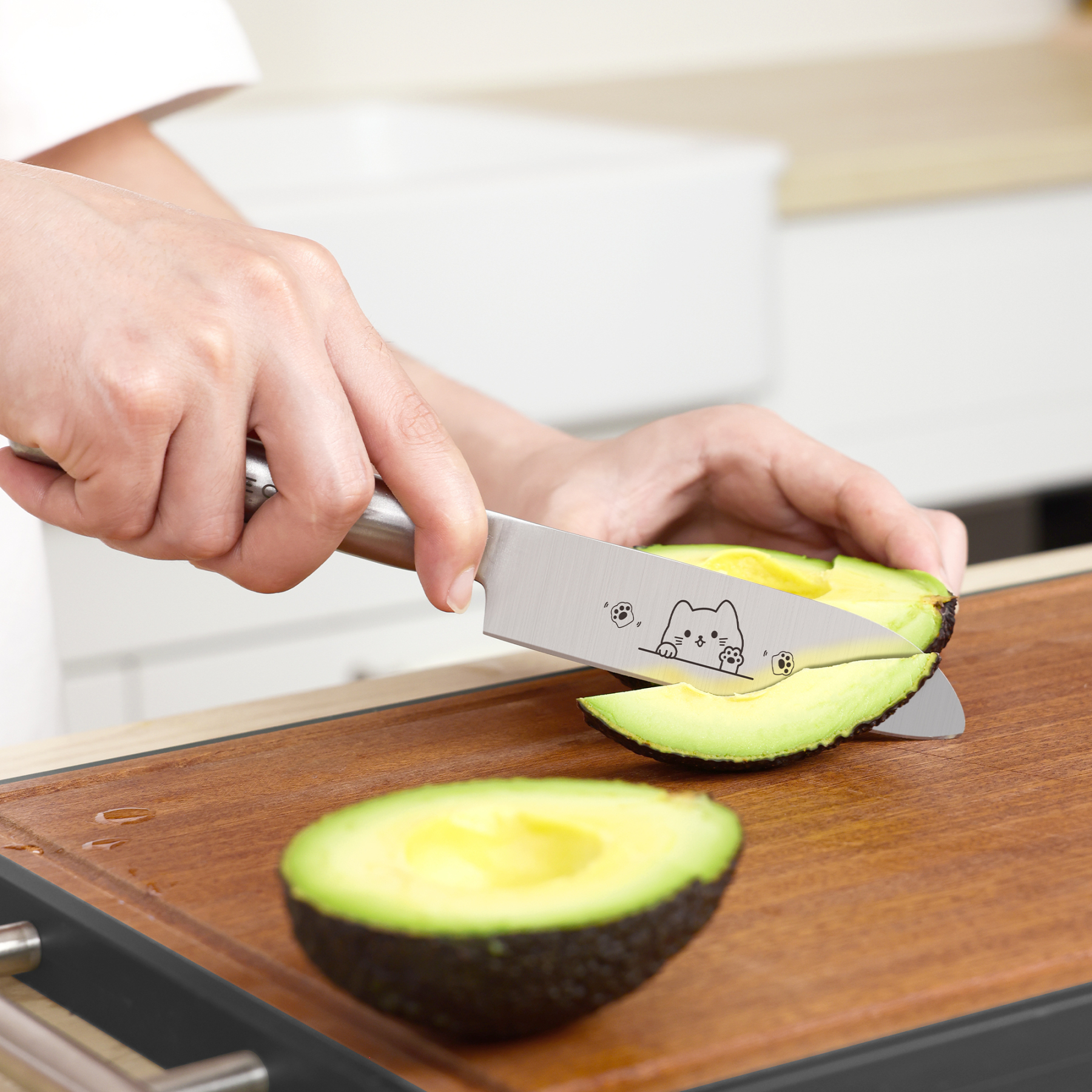 Meowkit 2-Piece Knife & Scissors Set – Multi-Purpose Kitchen Tools with Cute Cat Engraving-Meowkit 