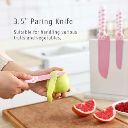 Meowkit Pink 3PCS Kitchen Knife Set Non-stick Coating Blade-Meowkit 