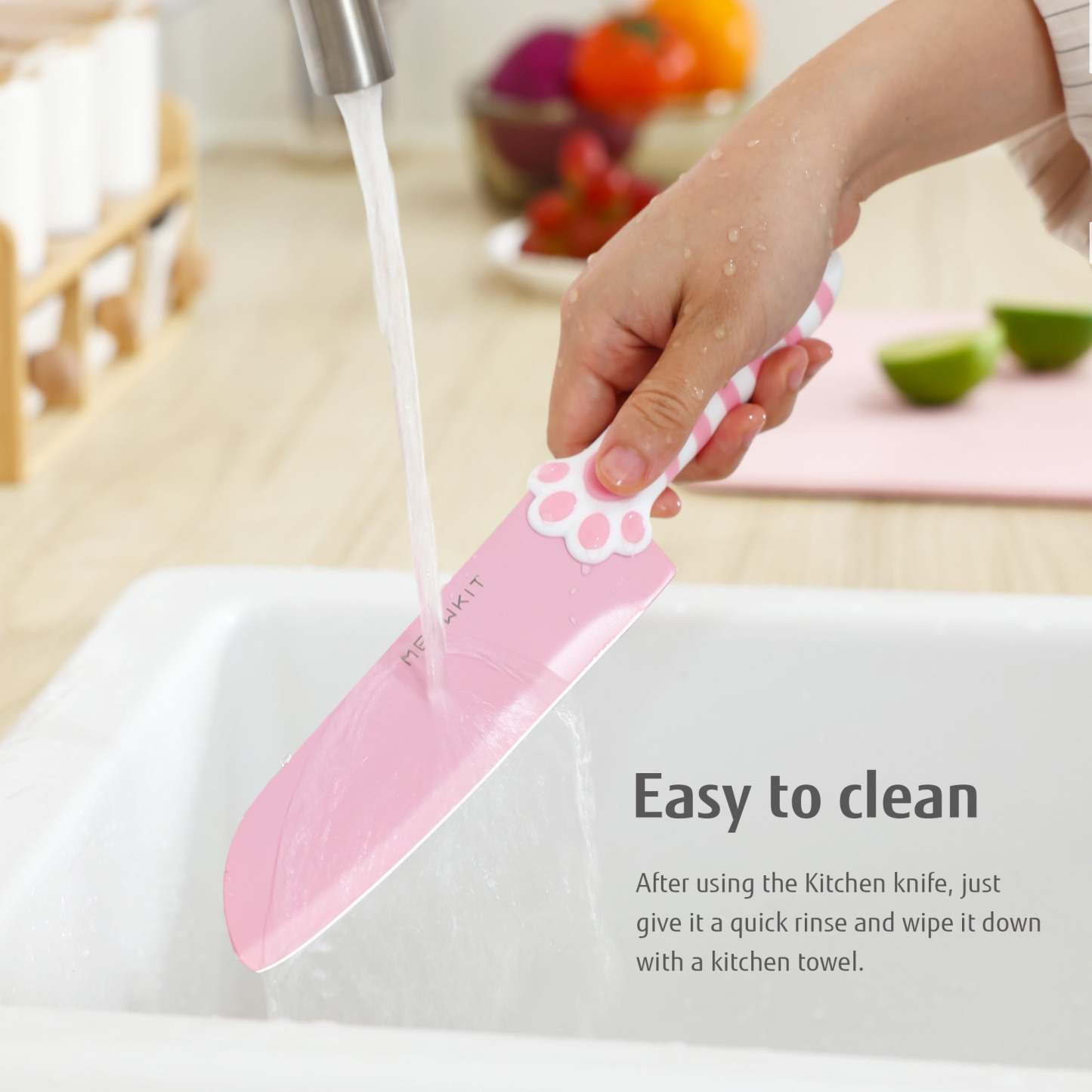 Meowkit Pink 3PCS Kitchen Knife Set Non-stick Coating Blade-Meowkit 