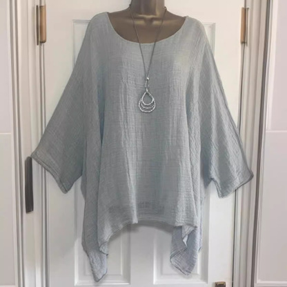 Fashion solid color round neck irregular shirt