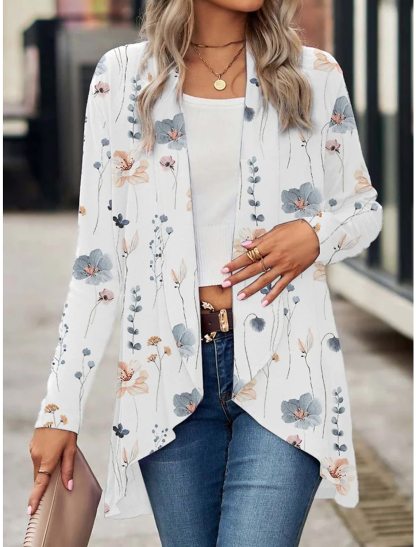 Women's Casual Floral Breathable Loose Fit Outerwear.