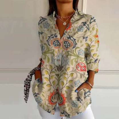 Women's floral long-sleeved shirt