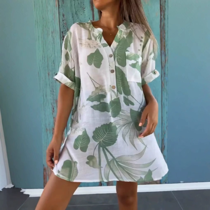 Women'S Simple Floral Print V-Neck Pullover Shirt