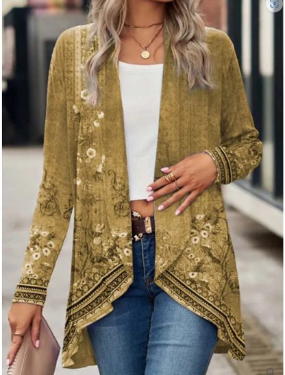 Women's Casual Floral Breathable Loose Fit Outerwear.