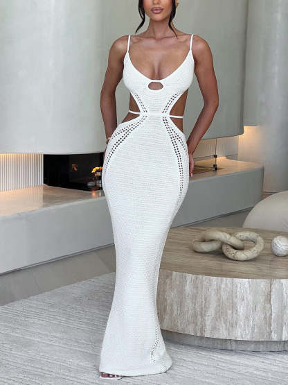 Sexy Backless Wrap Chest Midi Dress