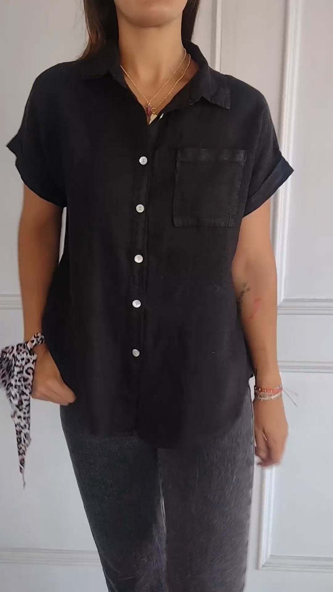 Women's Cotton & Linen Lapel Shirt
