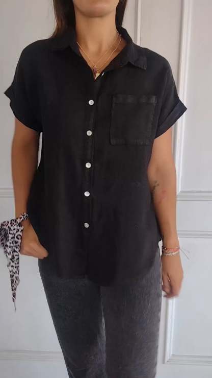 Women's Cotton & Linen Lapel Shirt