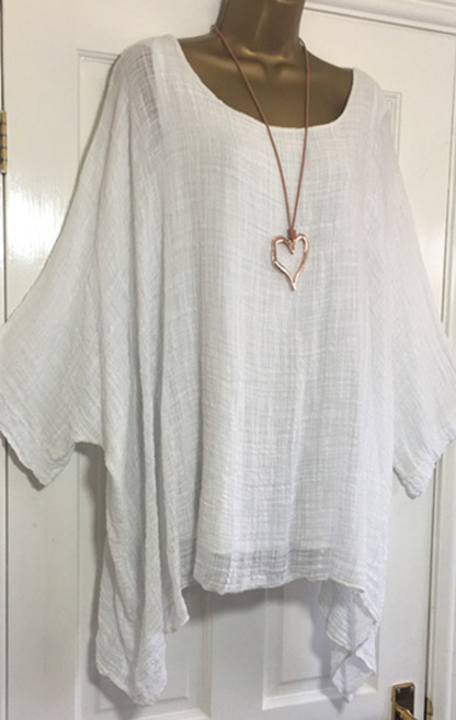 Fashion solid color round neck irregular shirt