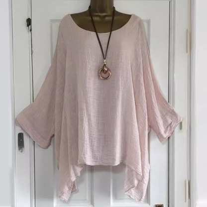 Fashion solid color round neck irregular shirt