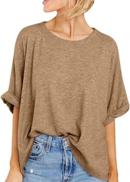 Women's plus-size casual short-sleeved loose T-shirt top